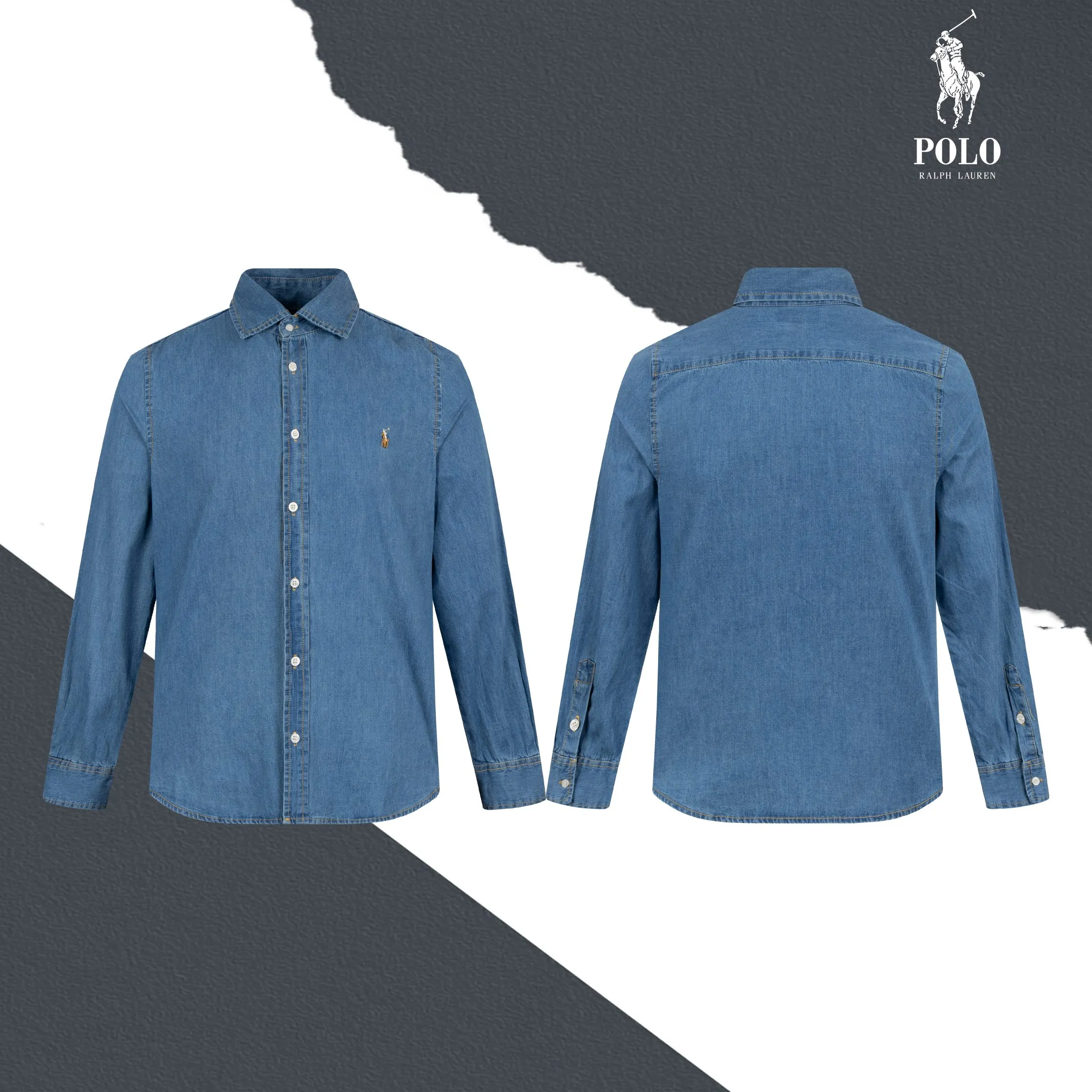 P230 model number SL298 Ralph Laure small label color block embroidered denim shirt. Same style for men and women. The details of the official website are the same. Full set of packaging. Complete with three labels. Moisture-proof paper. Difference in market currency. Feel free to compare. The fabric is made of cotton slub cotton fabric. Made of denim fabric. The denim fabric has been treated with a special process. The texture is soft but not stiff! The fabric is customized and dyed with ultra-high washing and tie-dye technology. The workmanship is complex and very high-quality fabrics. Precise and high-quality jacquard craftsmanship makes the fabrics become one! After washing, the upper body is soft and comfortable, extremely delicate, and feels solid, smooth and soft. The fabric has the characteristics of being wrinkle-free and has an invincible feel. Perfect details. Size: S-XL